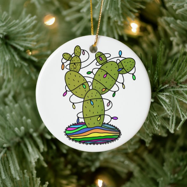 Cactus Christmas Tree Ceramic Ornament (Tree)