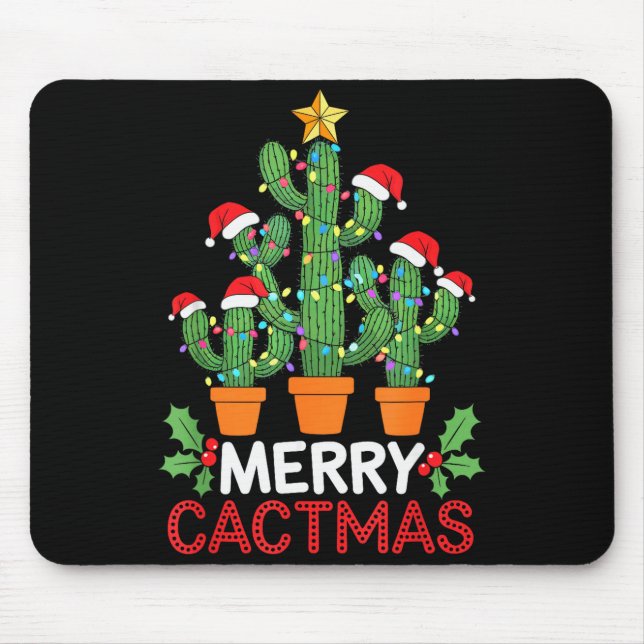 Cactus Christmas Tree Funny Merry Cactmas Cactus M Mouse Pad (Front)
