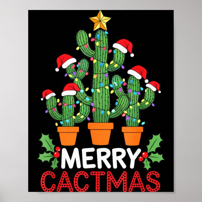 Cactus Christmas Tree Funny Merry Cactmas Cactus M Poster (Front)