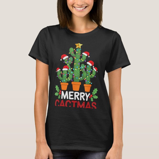 Cactus Christmas Tree Funny Merry Cactmas Cactus M T-Shirt (Front)
