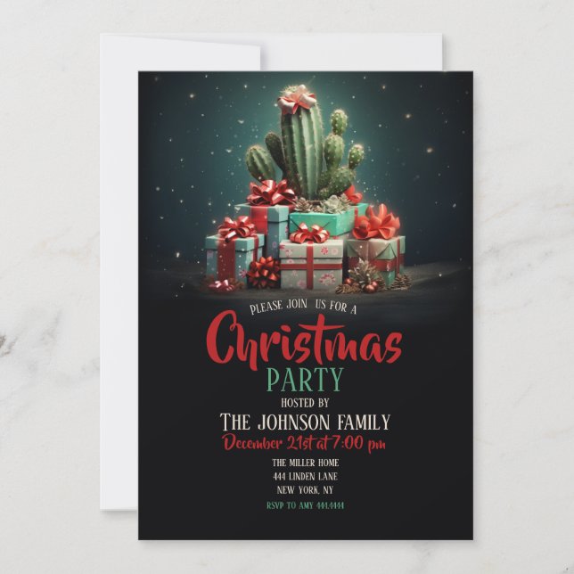 Cactus Christmas Tree Invitation (Front)