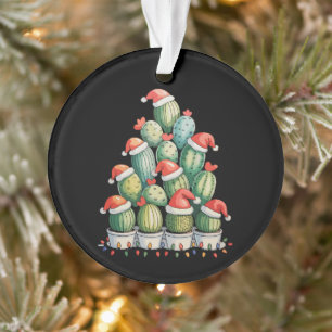 Cactus Christmas Tree Xmas Lights Succulent Santa Ornament