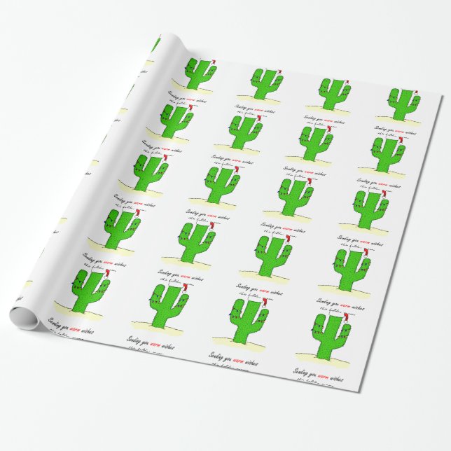 Cactus Christmas Wrapping Paper (Unrolled)