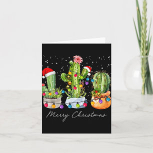 Cactus Christmas Xmas Trees Lights Santa Hat Cactu Card