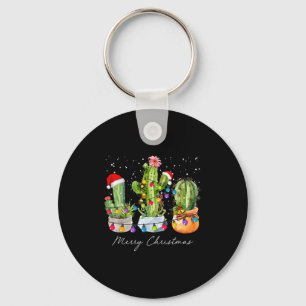 Cactus Christmas Xmas Trees Lights Santa Hat Cactu Key Ring