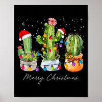 Cactus Christmas Xmas Trees Lights Santa Hat Cactu