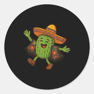 Cactus Cinco De Mayo Sombrero _1  Classic Round Sticker