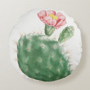 Cactus Cochenillifer, Antique Illustration, 1799 Round Cushion