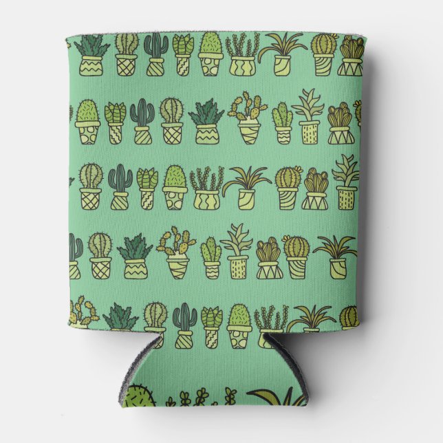 Cactus Collection: Hand-Drawn Doodle Set. Can Cooler (Front)