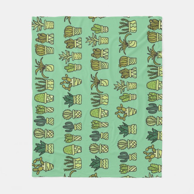 Cactus Collection: Hand-Drawn Doodle Set. Fleece Blanket (Front)