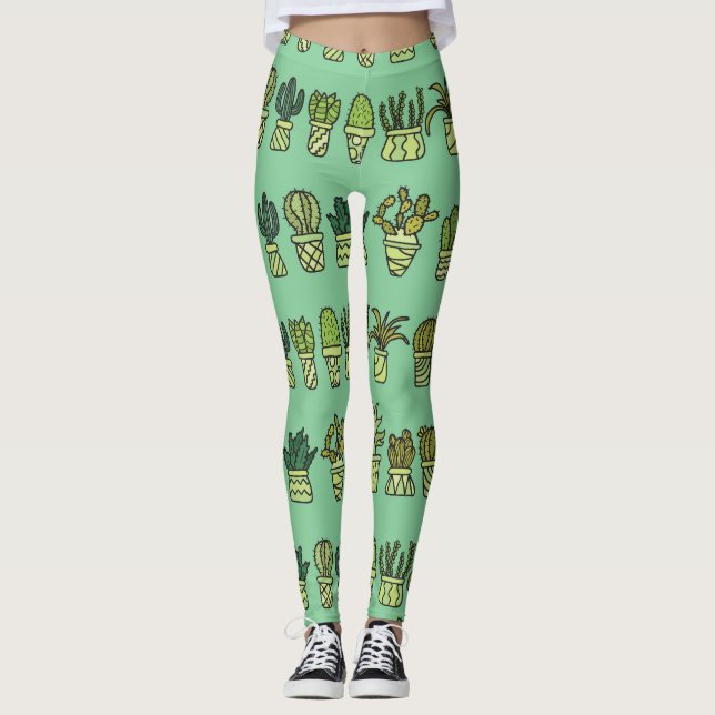 Cactus Collection: Hand-Drawn Doodle Set. Leggings (Front)