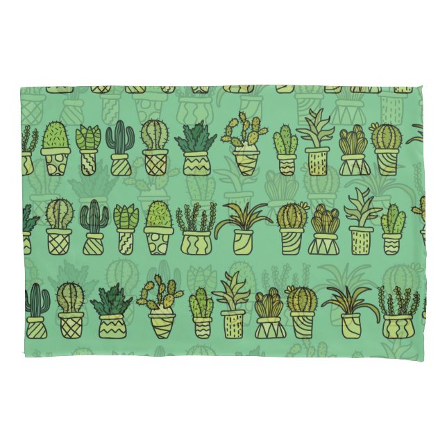 Cactus Collection: Hand-Drawn Doodle Set. Pillowcase (Front)