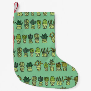 Cactus Collection: Hand-Drawn Doodle Set. Small Christmas Stocking