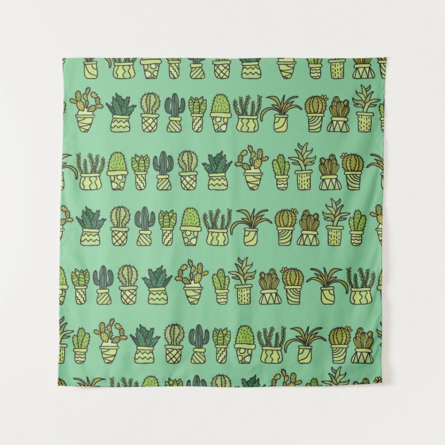 Cactus Collection: Hand-Drawn Doodle Set. Tapestry (Front)
