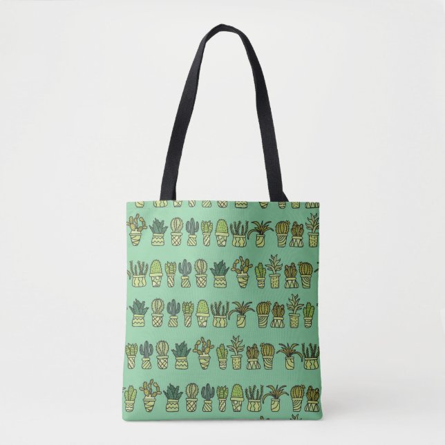 Cactus Collection: Hand-Drawn Doodle Set. Tote Bag (Front)