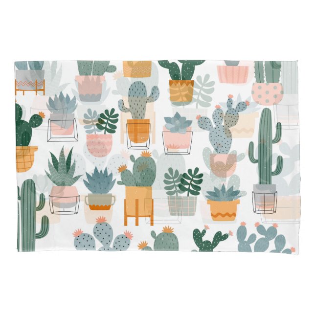 Cactus Collection in Pots Design Pillowcase (Front)