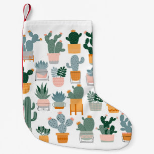 Cactus Collection in Pots Design Small Christmas Stocking