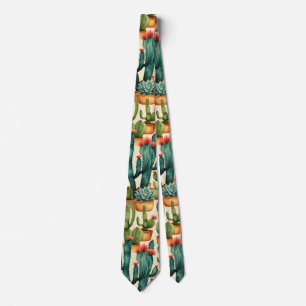 Cactus Colourful Watercolor art Tie