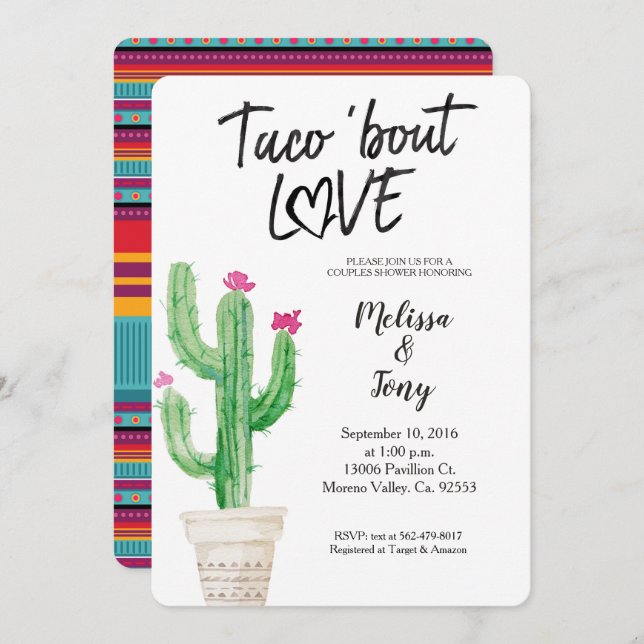Cactus Couples Shower Invitation (Front/Back)