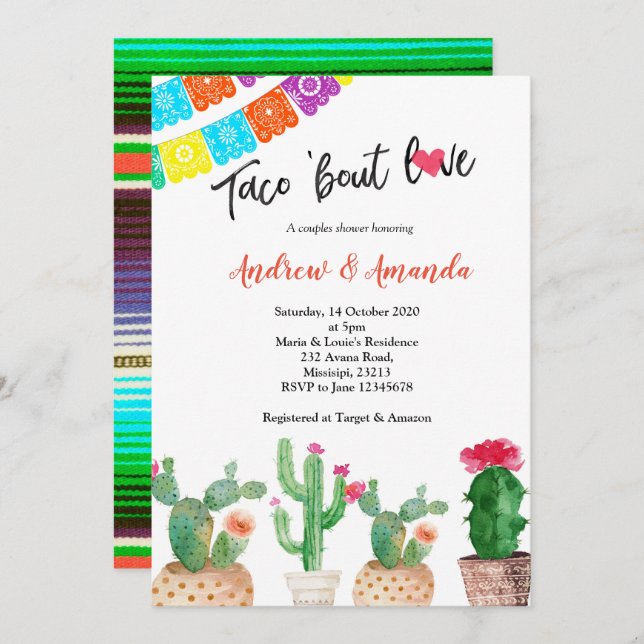 Cactus Couples Wedding Shower Invitation (Front/Back)