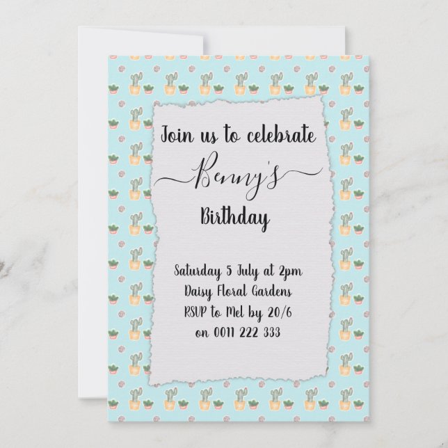 Cactus Crazy Birthday Party Invitation (Front)