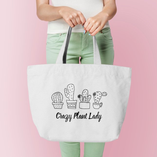 Cactus - Crazy Plant Lady Large Tote Bag (Creator Uploaded)