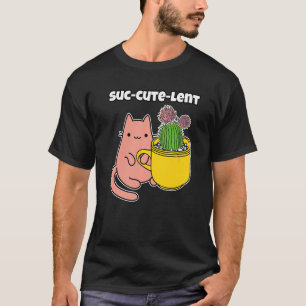 Cactus Cup And Cute Cat Tea Time T-Shirt
