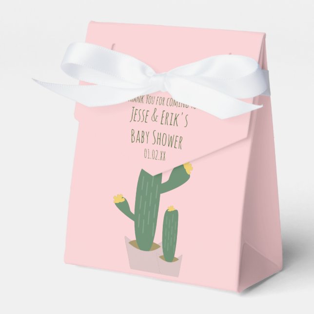Cactus Cupcakes  Baby Shower Thank You Blue Pink   Favour Box (Front Side)