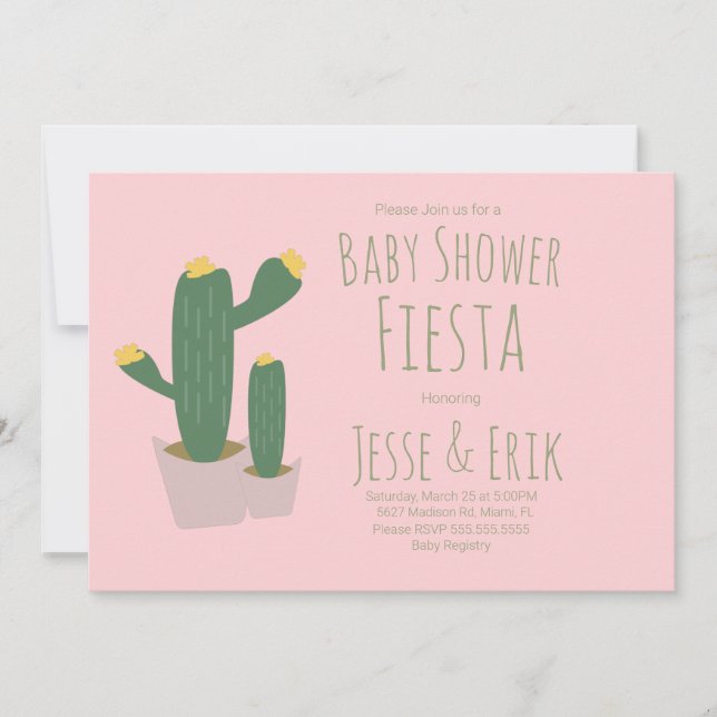 Cactus Cupcakes Pink Baby Shower  Invitation (Front)