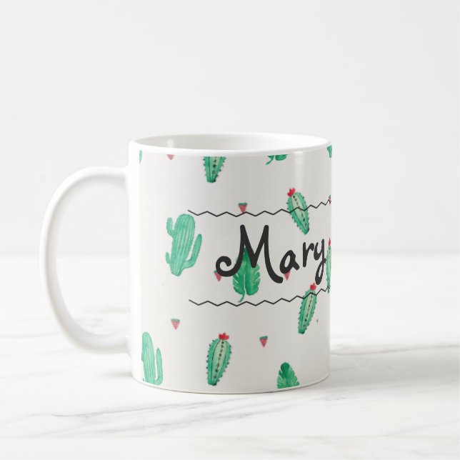 Cactus Custom Name Coffee Mug (Left)