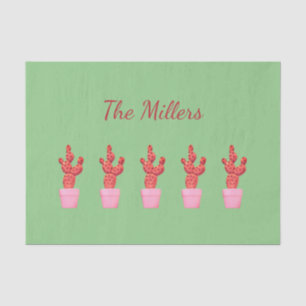 Cactus Cute Modern Green Pink Watercolor Tissue Paper