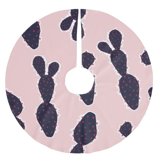 Cactus Cuteness: Sweet Pastel Patterns Brushed Polyester Tree Skirt (Front)