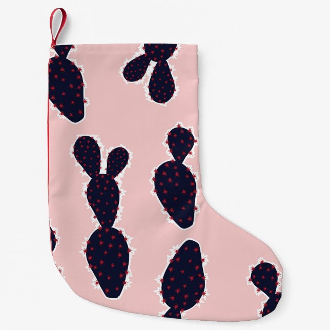 Cactus Cuteness: Sweet Pastel Patterns Small Christmas Stocking (Front)