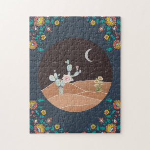 Cactus Desert And Flowers Jigsaw Puzzle