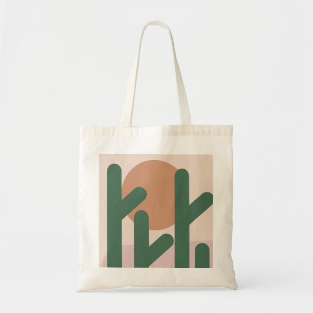 Cactus Desert Bohemian Sunset Pattern Tote Bag (Front)