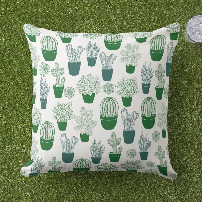 Cactus desert cacti Plant modern Pattern Cushion (Grass)