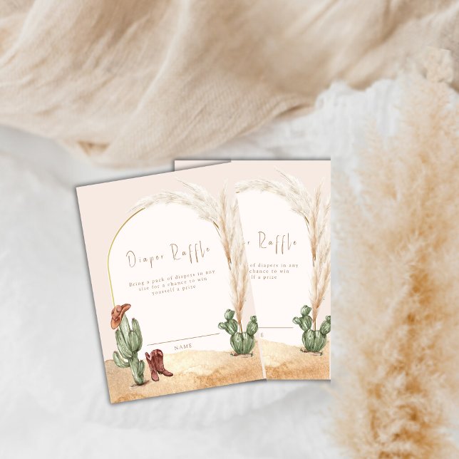 Cactus Desert Cowboy Diaper Raffle Baby Shower  Enclosure Card (Boho Cactus Arch Desert Cowboy Books Baby Shower Enclosure Card)