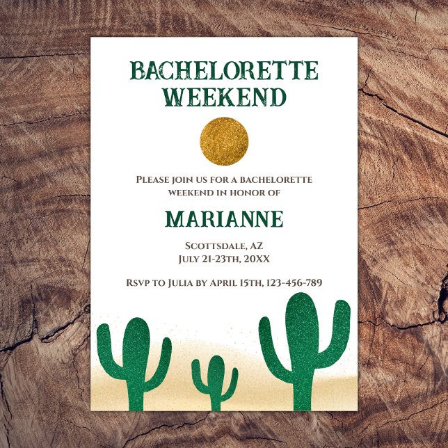 Cactus Desert Destination Bachelorette Weekend Invitation (cactus desert bachelorette weekend scottsdale weekend itinerary)