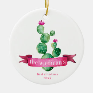 Cactus Desert Family's First Christmas Ornament
