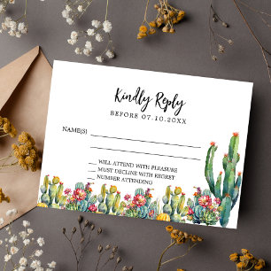 Cactus desert florals wedding response RSVP Card