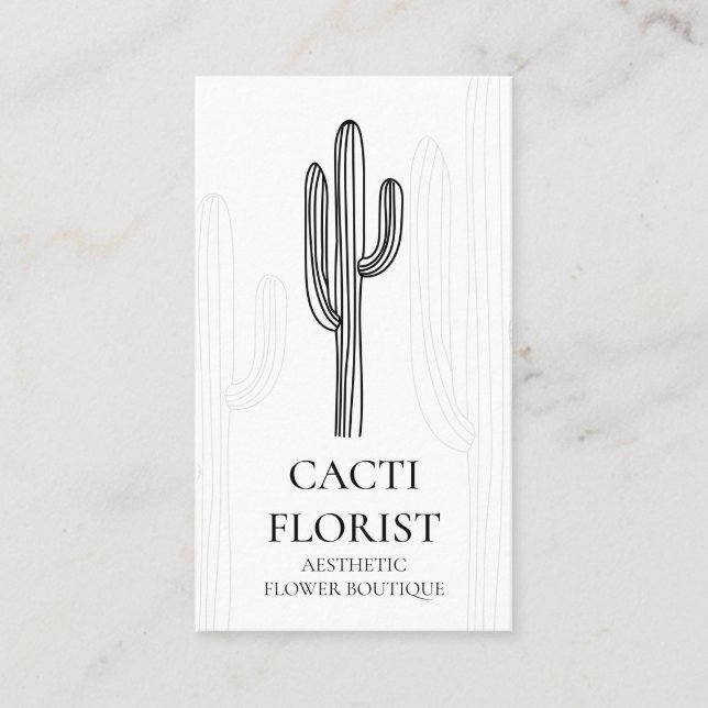 Cactus Desert Flower Abstract Vertical Cacti Business Card (Front)