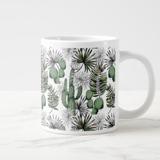 Cactus Desert Pattern Large Coffee Mug (Right)