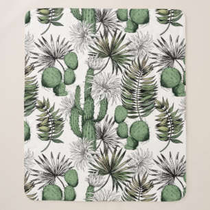 Cactus Desert Pattern Sherpa Blanket