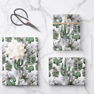 Cactus Desert Pattern Wrapping Paper Sheet