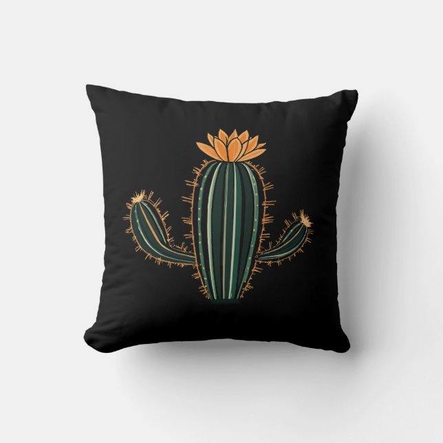 Cactus Desert Plant Design Throw Pillow (Front)