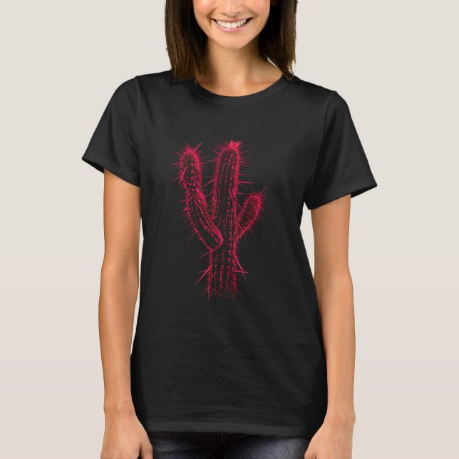 Cactus Desert Plant Spikes Sharp Cacti Lover Illus T-Shirt (Front)