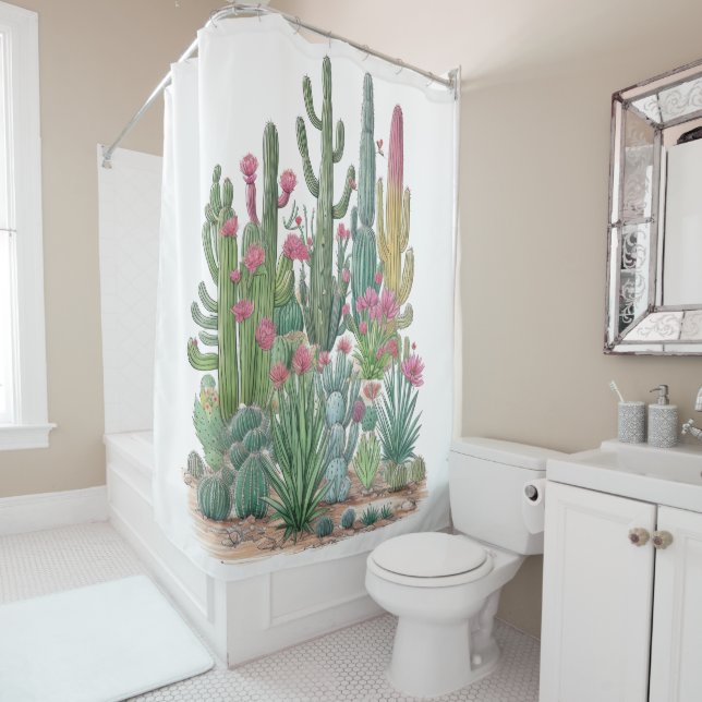 Cactus Desert Shower Curtain (In Situ)