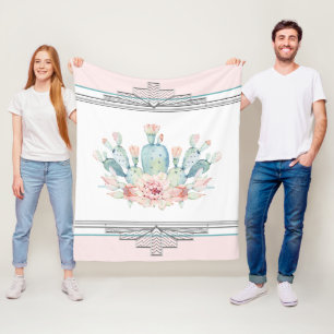 Cactus Desert Southwestern Fleece Blanket