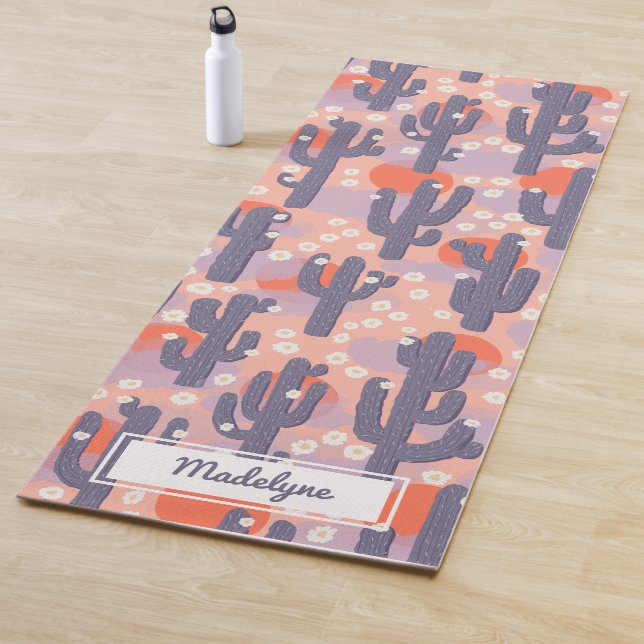 Cactus Desert Sun Botanical Floral Personalised Yoga Mat (In Situ)