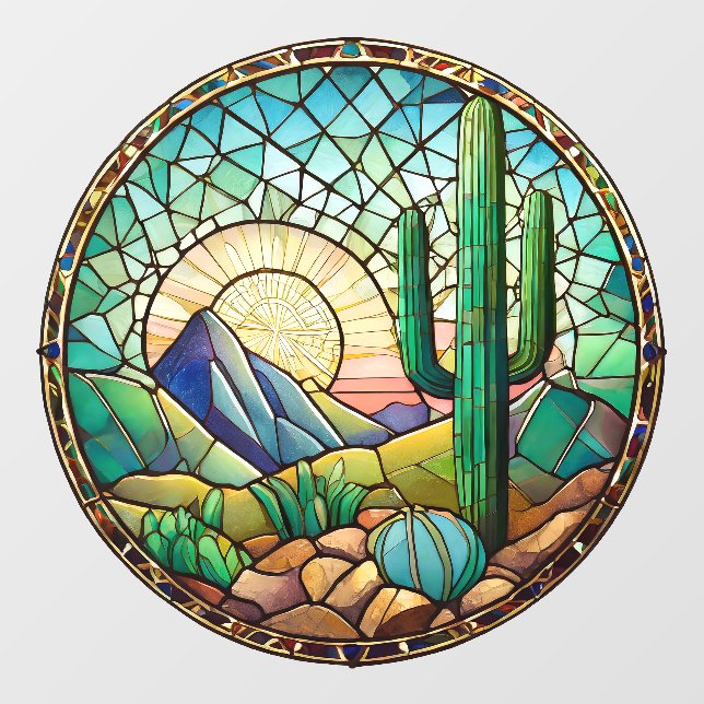 Cactus Desert Sunrise Stained Glass  (Sheet)